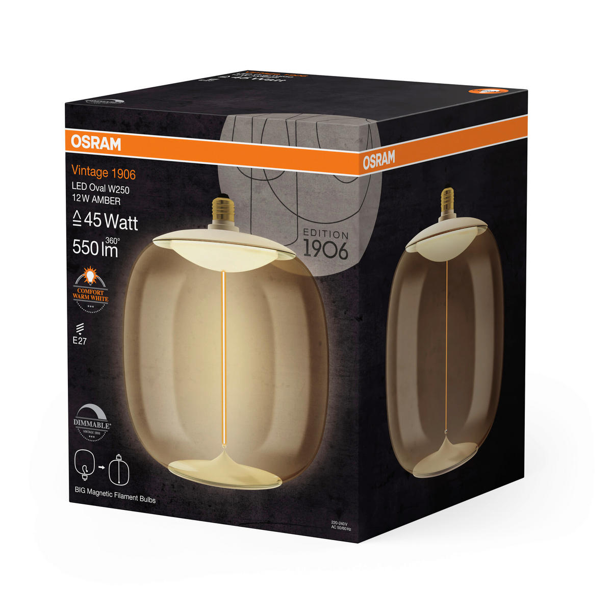 LED-LEUCHTMITTEL   E27 12 W 550 lm  - Bernsteinfarben, KONVENTIONELL, Kunststoff (25/30cm) - Osram