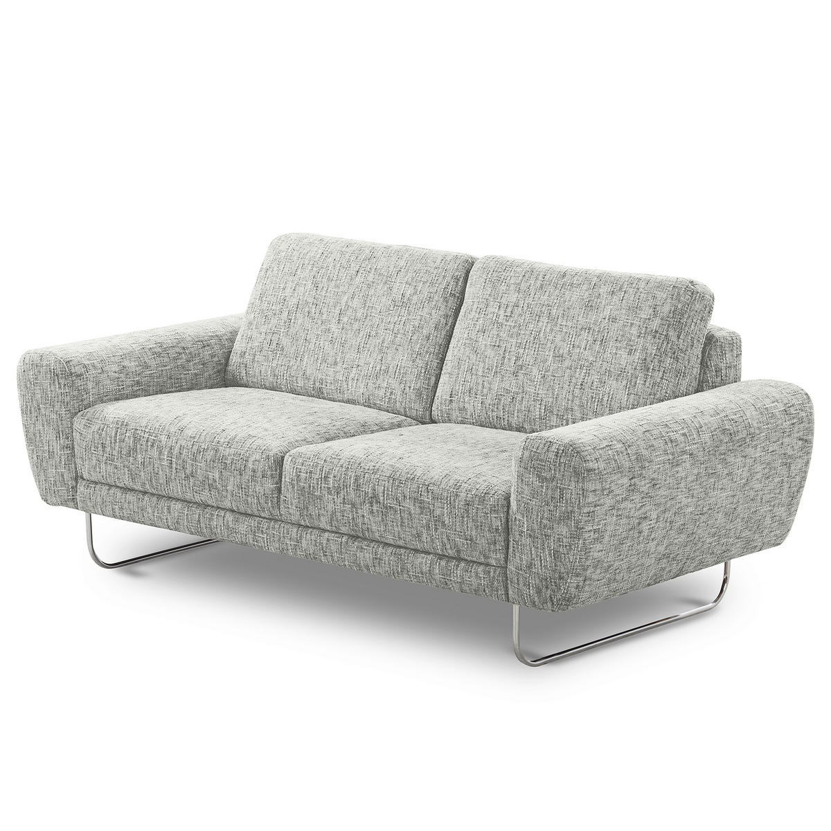 2-SITZER-SOFA SPRING in Webstoff Grau Modern  - Chromfarben/Grau, Design, Textil/Metall (157/85/92cm) - Livetastic