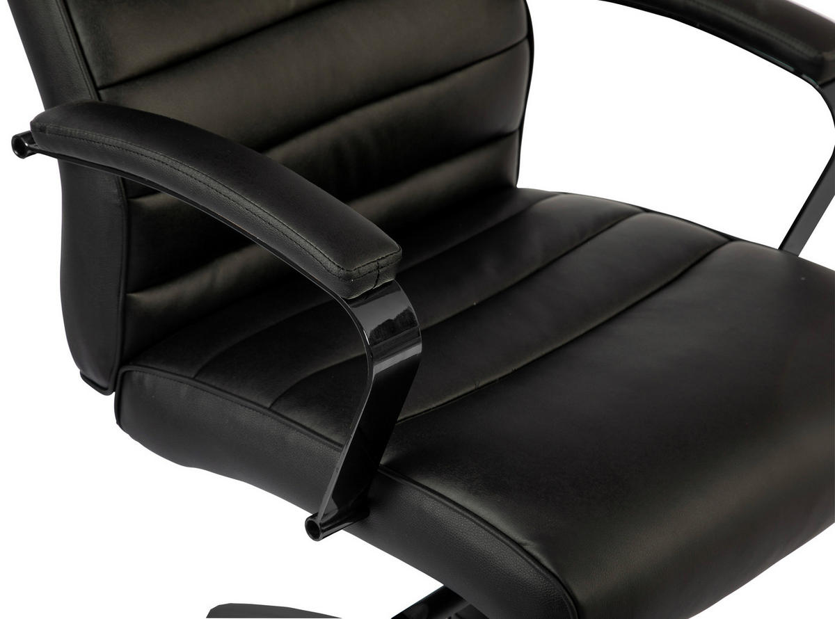 CHEFSESSEL Lederlook Schwarz, Chromfarben  - Chromfarben/Schwarz, MODERN, Kunststoff/Textil (64/115/121/69cm) - MID.YOU