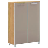 SCHUHSCHRANK Eiche furniert Taupe, Eichefarben  - Taupe/Chromfarben, Design, Glas/Holz (84/126/37cm)