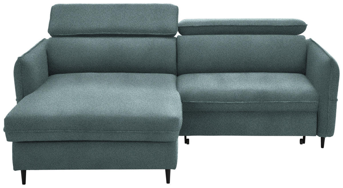 ECKSOFA in Flachgewebe Hellblau  - Schwarz/Hellblau, Design, Holz/Textil (185/232cm) - Stylife