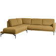 ECKSOFA in Flachgewebe, Struktur Gelb, Grün  - Anthrazit/Gelb, Design, Textil/Metall (230/254cm) - Ambiente