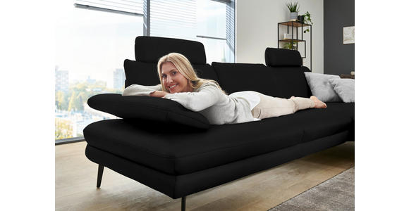 ECKSOFA in Echtleder Schwarz 310/180 cm - Schwarz, Design, Leder/Metall (310/180cm) - Dieter Knoll