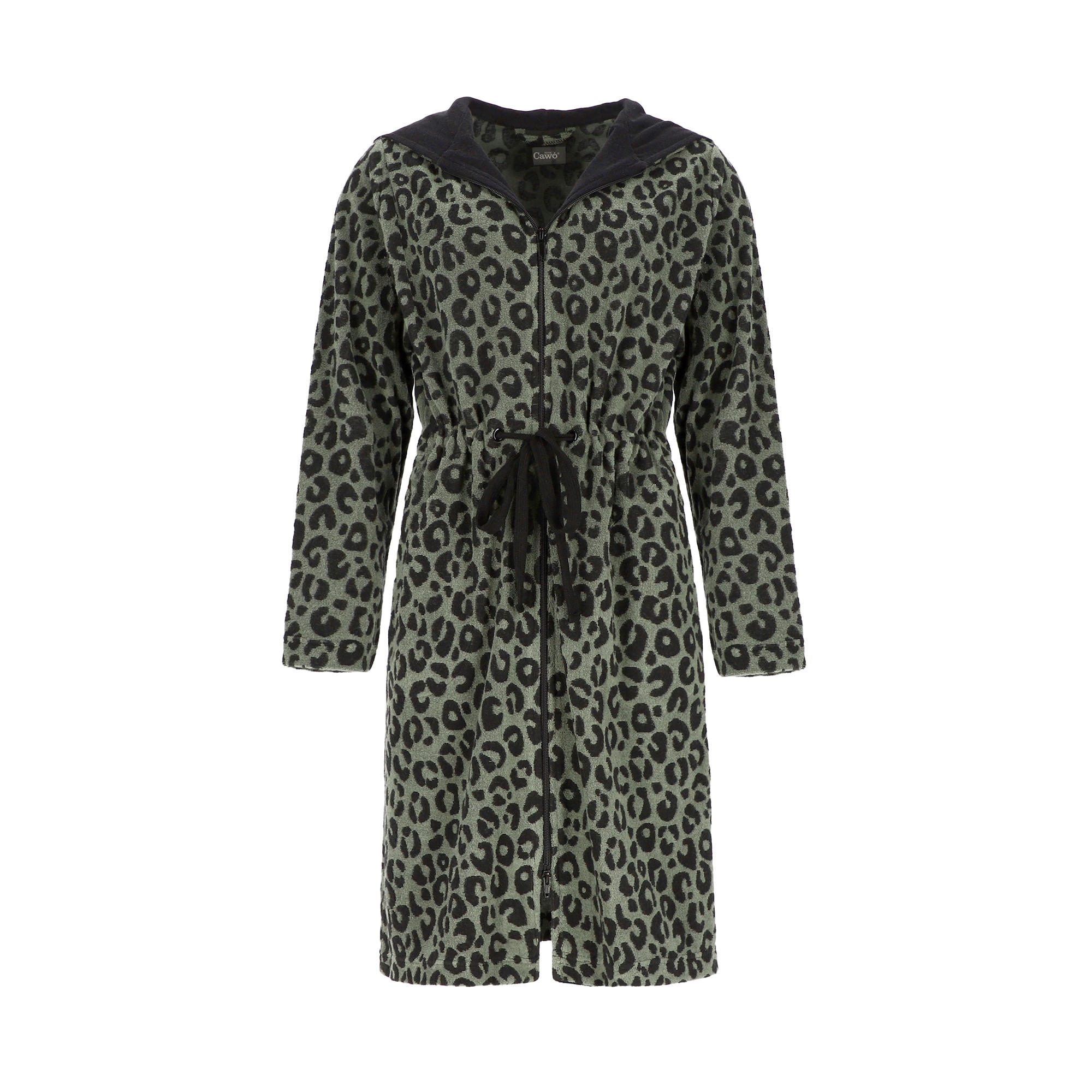 BADEMANTEL XL Damen  - Schwarz/Olivgrün, Design, Textil (XLnull) - Cawoe