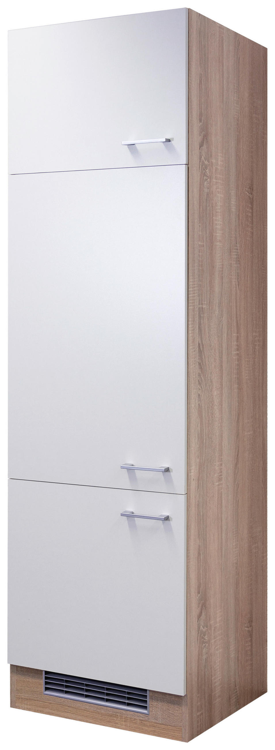 GERÄTEUMBAUSCHRANK 60/200/57 cm in Weiß, Sonoma Eiche - Alufarben/Weiß, KONVENTIONELL, Holzwerkstoff/Kunststoff (60/200/57cm) - FlexWell