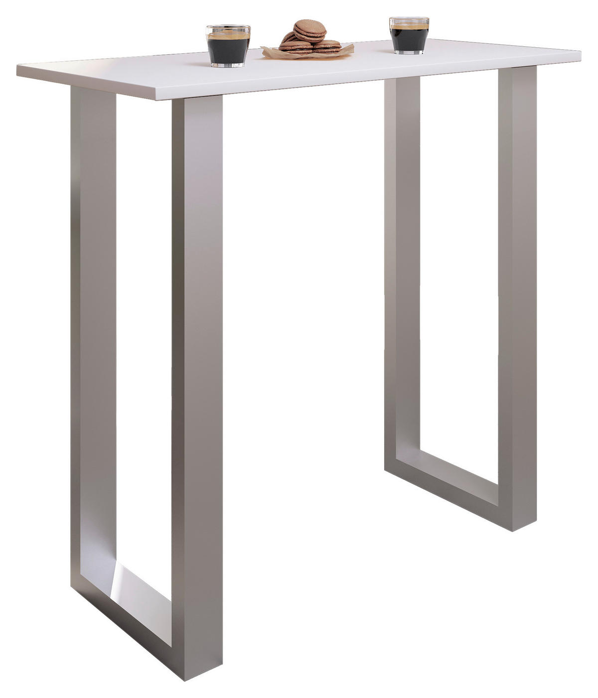 BARTISCH rechteckig Silberfarben, Weiß  - Silberfarben/Weiß, KONVENTIONELL, Holzwerkstoff/Metall (110/102/50cm)