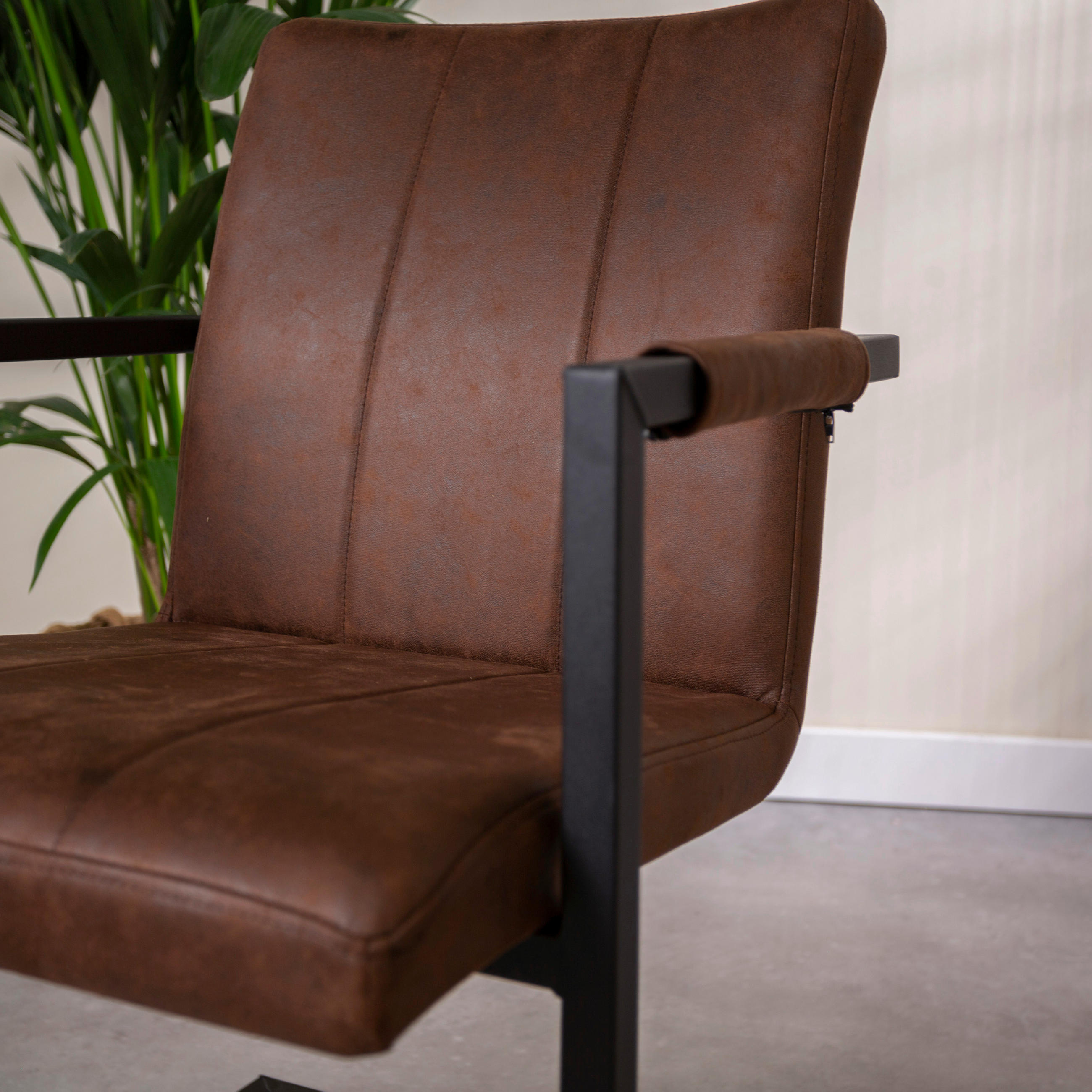 Thumbnail - Mid.you Armlehnstuhl-Set, Braun, Metall, Textil, Flachrohr, 54x85x61 cm, gastro- und objekttauglich, Esszimmer, Stühle, ...