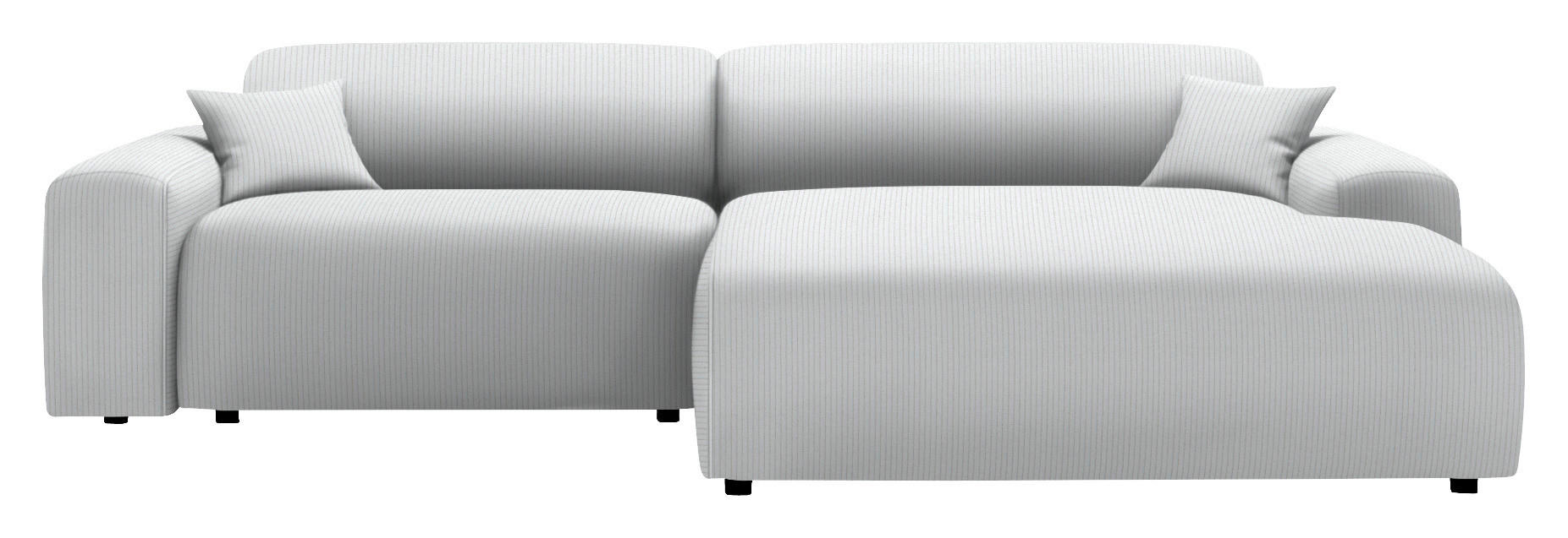 ECKSOFA in Velours, Feincord Silberfarben  292/178 cm  - Silberfarben/Schwarz, Design, Kunststoff/Textil (292/178cm) - home24