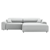 ECKSOFA in Velours, Feincord Silberfarben  292/178 cm  - Silberfarben/Schwarz, Design, Kunststoff/Textil (292/178cm) - home24