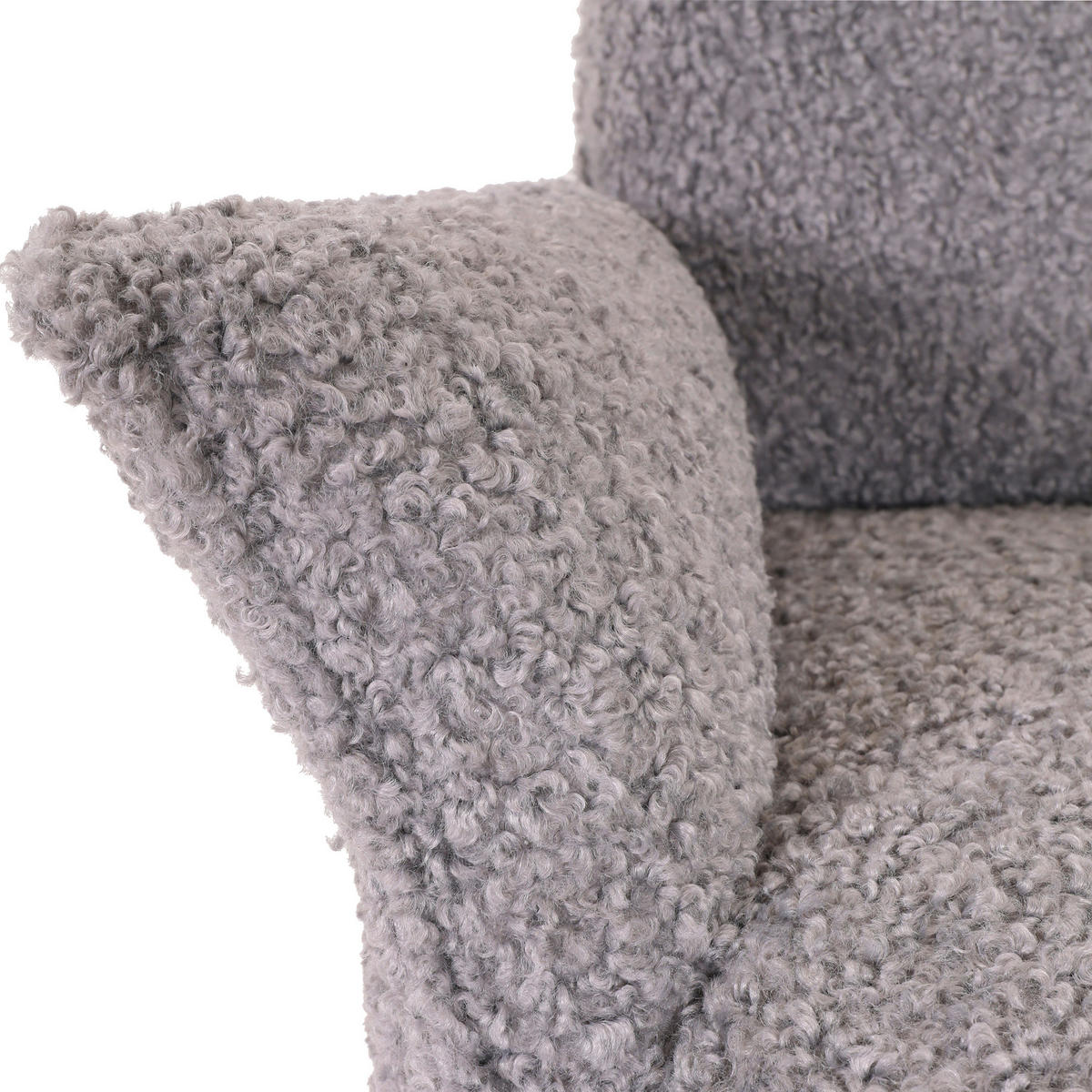 OHRENSESSEL in Plüsch Grau  - Schwarz/Grau, Konventionell, Textil/Metall (83/110/92cm)