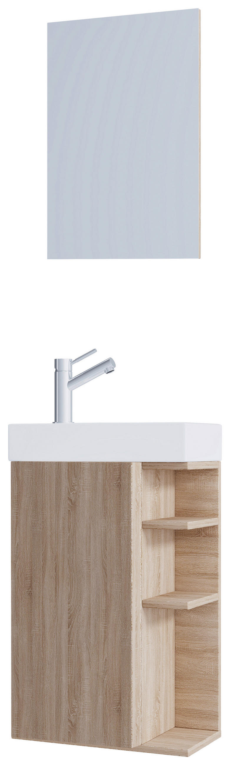 GÄSTEBAD - Weiss/Sonoma Eiche, Modern, Glas/Keramik (40cm) - MID.YOU