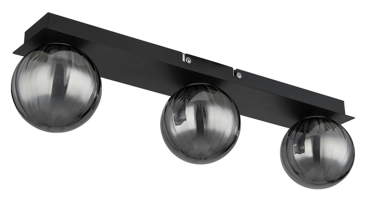 BADEZIMMER-DECKENLEUCHTE    50/10/12,5 cm  - Schwarz, Design, Glas/Metall (50/10/12,5cm) - Globo