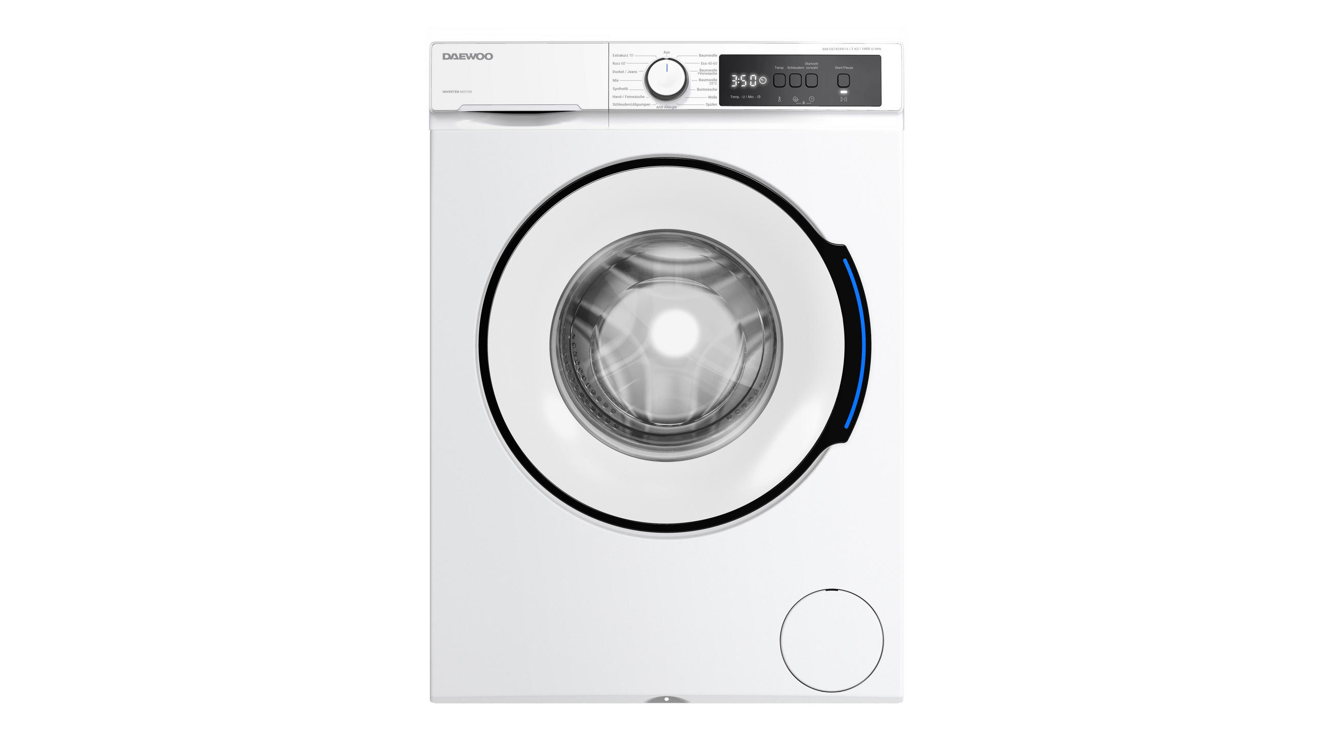 WASCHMASCHINE WM-FB7454W1A-DE  - Weiß, Basics, Glas/Kunststoff (59,7/84,5/49,7cm) - Daewoo