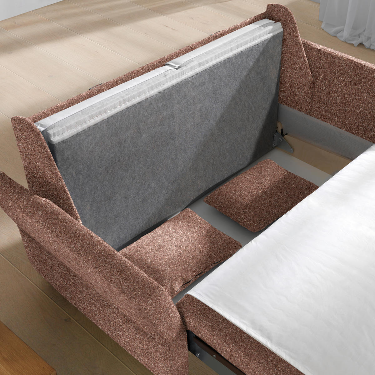 SCHLAFSOFA  in Mikrovelours Terracotta  - Terracotta/Alufarben, KONVENTIONELL, Kunststoff/Textil (176/88/91cm) - Sedda