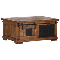 COUCHTISCH Mangoholz massiv 100/70/45 cm rechteckig Naturfarben, Schwarz  - Schwarz/Naturfarben, KONVENTIONELL, Holz/Holzwerkstoff (100/70/45cm) - Landscape