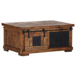 COUCHTISCH Mangoholz massiv 100/70/45 cm rechteckig Naturfarben, Schwarz  - Schwarz/Naturfarben, KONVENTIONELL, Holz/Holzwerkstoff (100/70/45cm) - Landscape