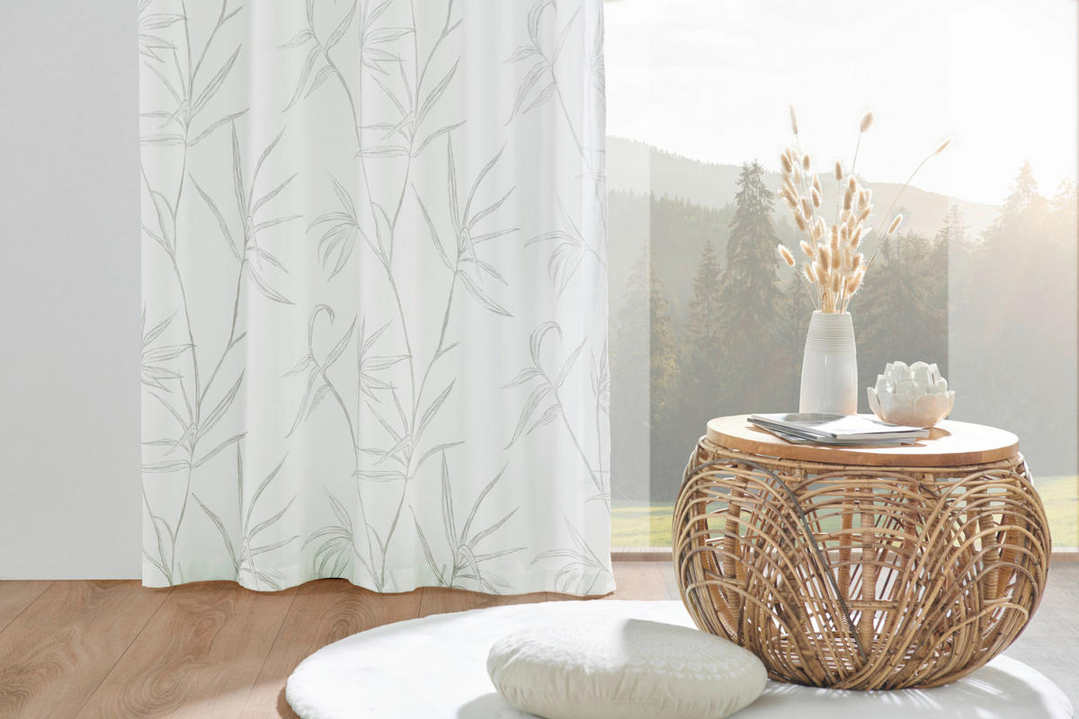 HOTOVÝ ZÁVĚS, průhledné, 140/255 cm - bílá/barvy stříbra, Konvenční, textil (140/255cm) - Bio:Vio