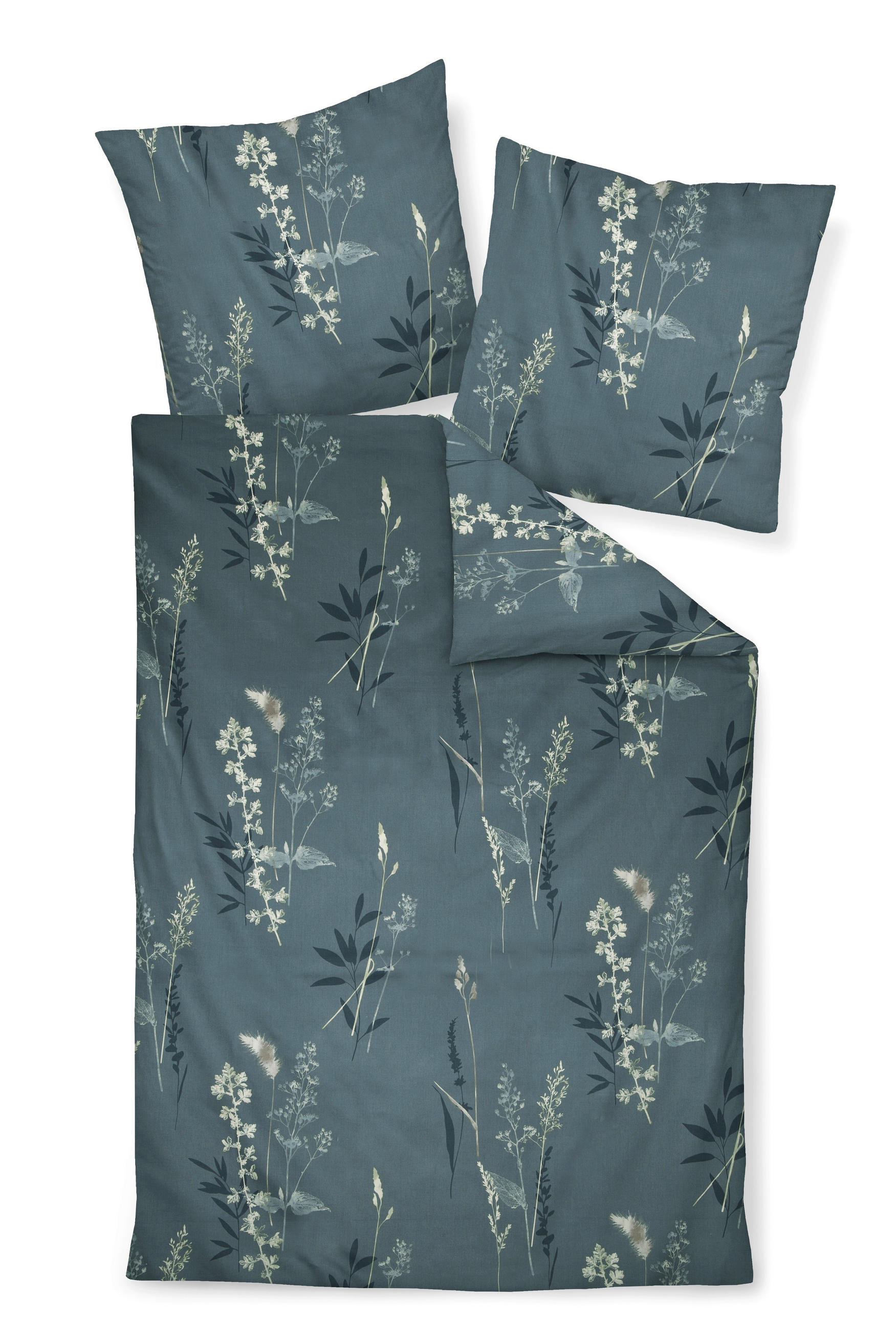 BETTWÄSCHE Moments Makosatin 155/200 cm  - Blau/Beige, Design, Textil (155/200cm) - Janine
