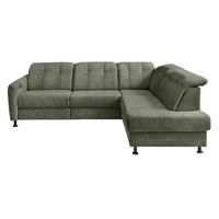 ECKSOFA in Chenille Dunkelgrün  - Dunkelgrün/Schwarz, Modern, Textil/Metall (270/198cm) - Livetastic