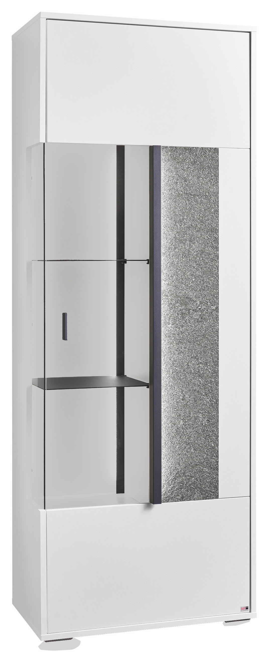 VITRINE  in Grau, Weiß  - Dunkelgrau/Weiß, Design, Glas/Holzwerkstoff (63,7/170,8/37,2cm) - SetOne by Musterring