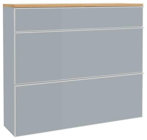 HÄNGESCHUHSCHRANK Balkeneiche furniert Grau, Eichefarben  - Eichefarben/Silberfarben, Design, Glas/Holz (120/102/31cm)