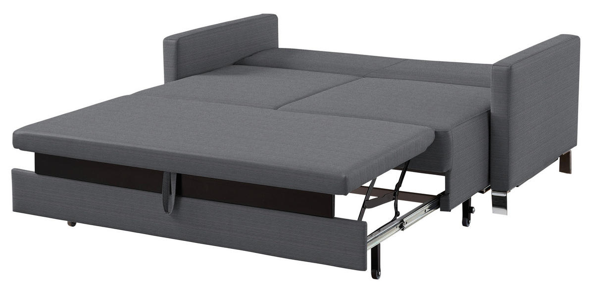 SCHLAFSOFA Feincord Dunkelgrau  - Chromfarben/Dunkelgrau, Design, Textil/Metall (140/90/95cm) - Bali