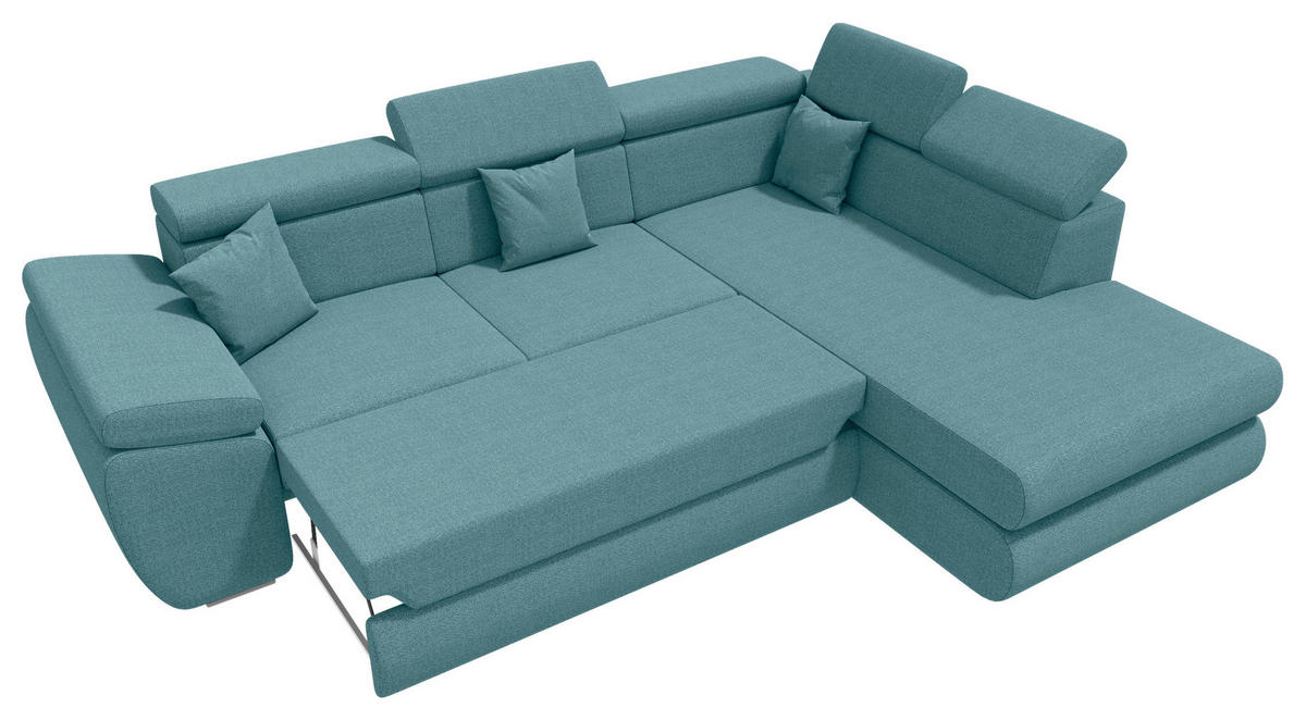 ECKSOFA Petrol Struktur  - Chromfarben/Petrol, KONVENTIONELL, Kunststoff/Textil (282/205cm) - Carryhome