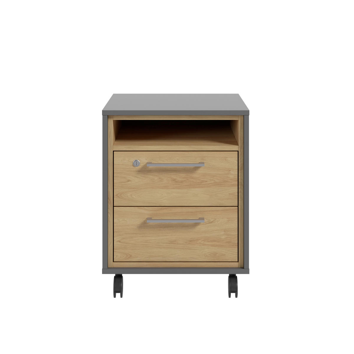 ROLLCONTAINER Hickory, Grau  - Silberfarben/Grau, MODERN, Holzwerkstoff/Kunststoff (45/55/40cm) - Novel