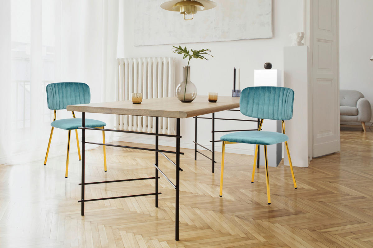 STUHL-SET  in Eisen  - Goldfarben/Grün, Design, Kunststoff/Metall (47/80/51cm) - Kayoom