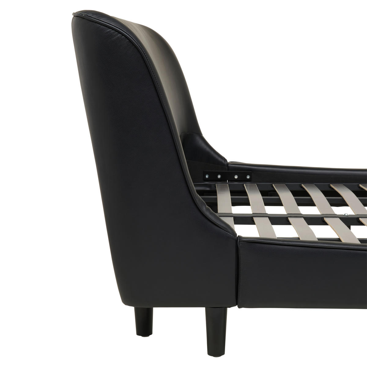 POLSTERBETT 180/200 cm  in Schwarz  - Schwarz, Modern, Leder/Holz (180/200cm) - Livetastic