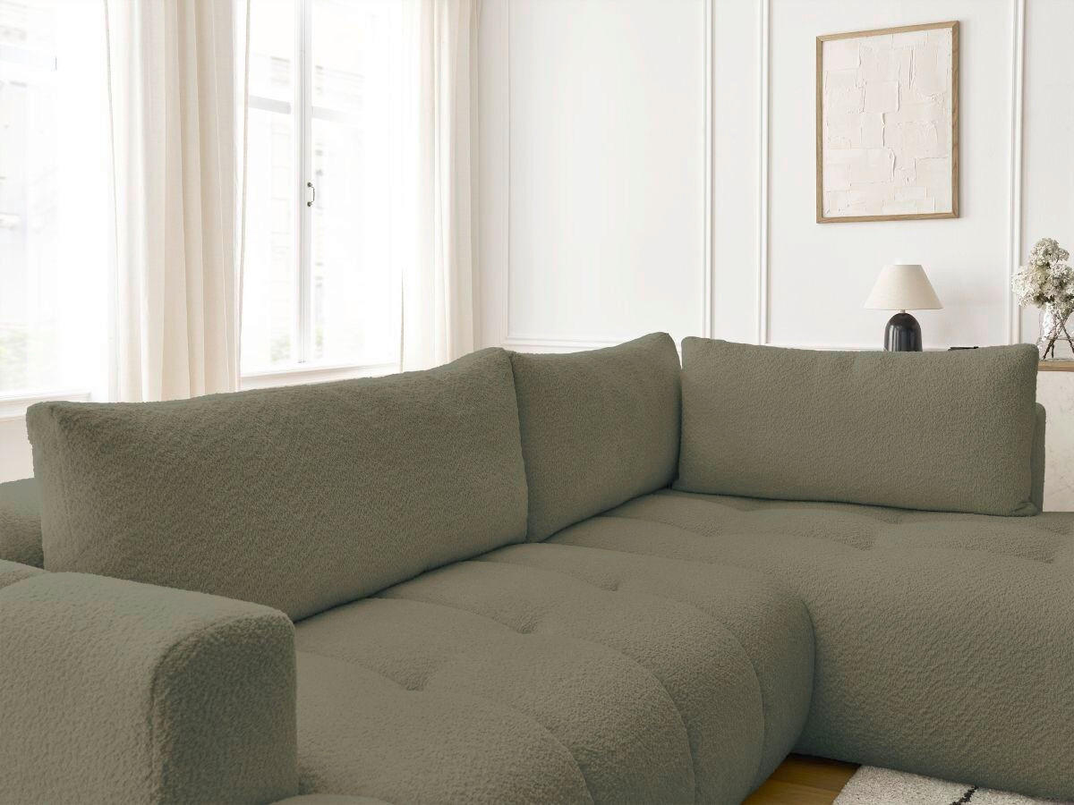ECKSCHLAFSOFA EVEREST Bouclé Grün  inkl. Rückenkissen, Schlaffunktion  - Schwarz/Grün, MODERN, Kunststoff/Textil (282/204cm)