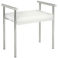 BADHOCKER - Edelstahlfarben/Weiß, Basics, Leder/Metall (57/59/40cm)