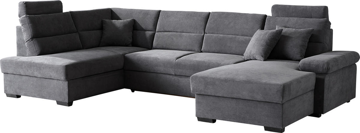 WOHNLANDSCHAFT inkl.Funktionen Anthrazit Webstoff  - Dunkelbraun/Anthrazit, KONVENTIONELL, Kunststoff/Textil (183/319/166cm) - Cantus