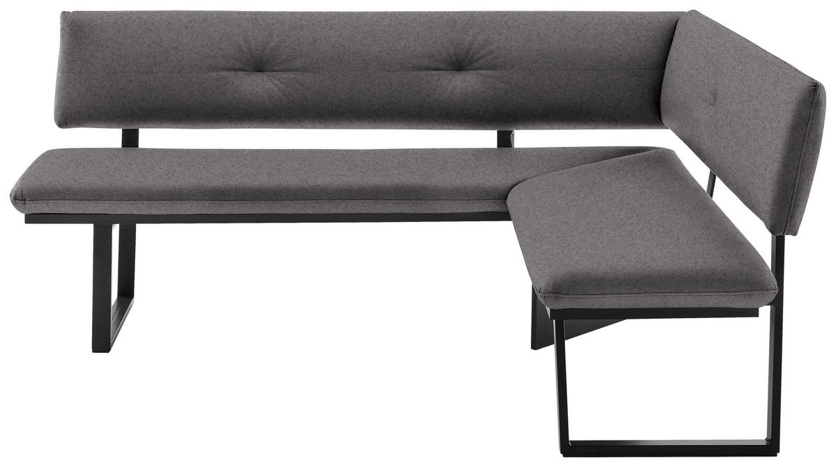 ECKBANK 205/165 cm  in Grau, Schwarz  - Schwarz/Grau, MODERN, Textil/Metall (205/165cm) - Cantus