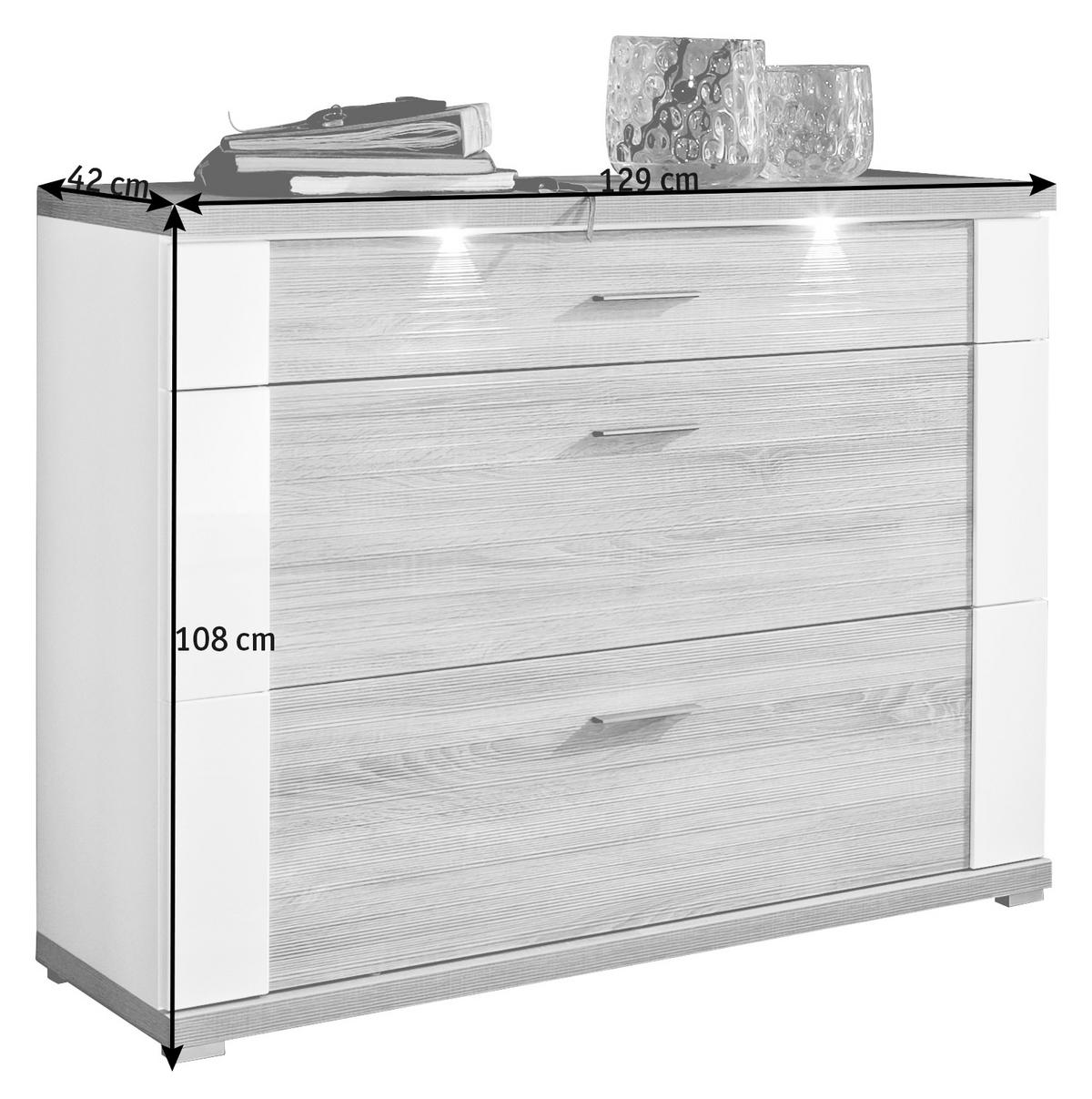 SCHUHKIPPER  in 129/108/42 cm  - Chromfarben/Eichefarben, Design, Holzwerkstoff (129/108/42cm) - Xora