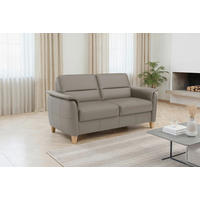 3-SITZER-SOFA PALMERA E Echtleder Grau  - Eichefarben/Grau, Basics, Leder/Holz (179/89/89cm) - Sit & More