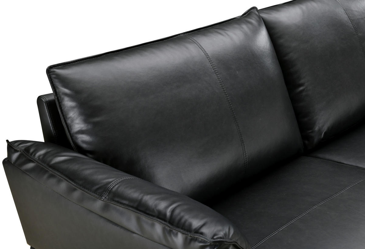 2-SITZER-SOFA Schwarz Echtleder Lederlook  - Schwarz, Design, Leder/Holz (195/87/90cm) - MID.YOU