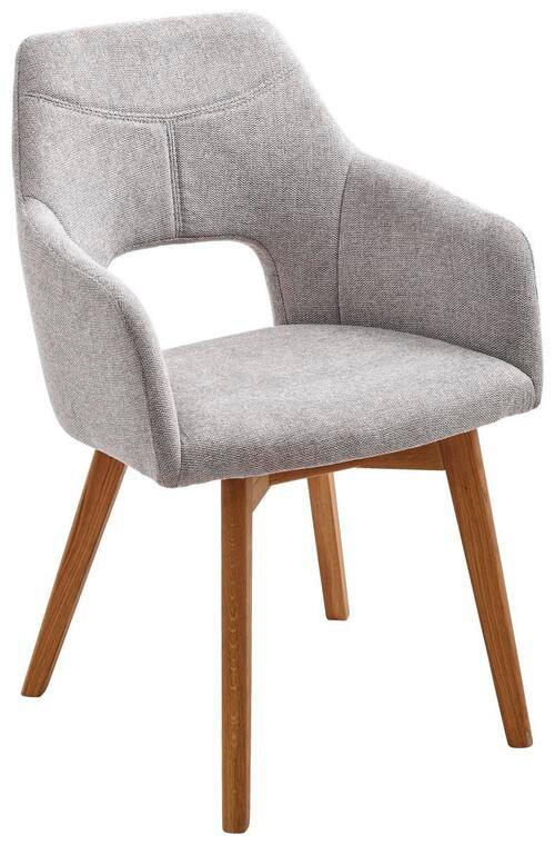 ARMLEHNSTUHL in Webstoff - Eichefarben/Grau, Design, Holz/Textil (57/84/57cm) - Voleo