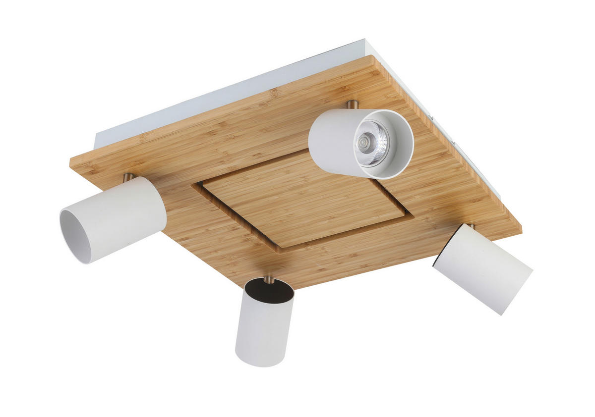 LED-STRAHLER 40/40/14 cm   - Schwarz/Naturfarben, KONVENTIONELL, Naturmaterialien/Kunststoff (40/40/14cm) - Novel