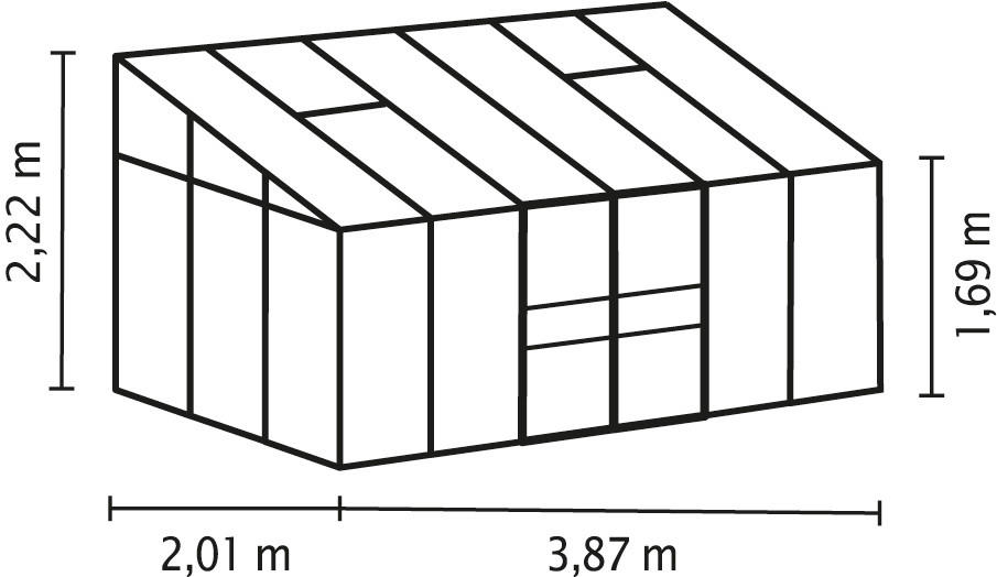 ANLEHN-GEWÄCHSHAUSBAUSATZ - Alufarben, Basics, Kunststoff/Metall (386,5/220,8/201,4cm)