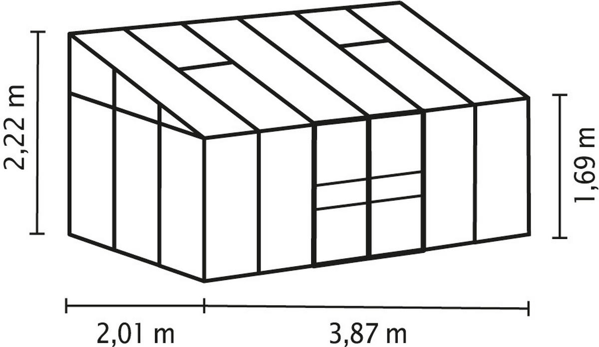 ANLEHN-GEWÄCHSHAUSBAUSATZ - Alufarben, Basics, Kunststoff/Metall (386,5/220,8/201,4cm)