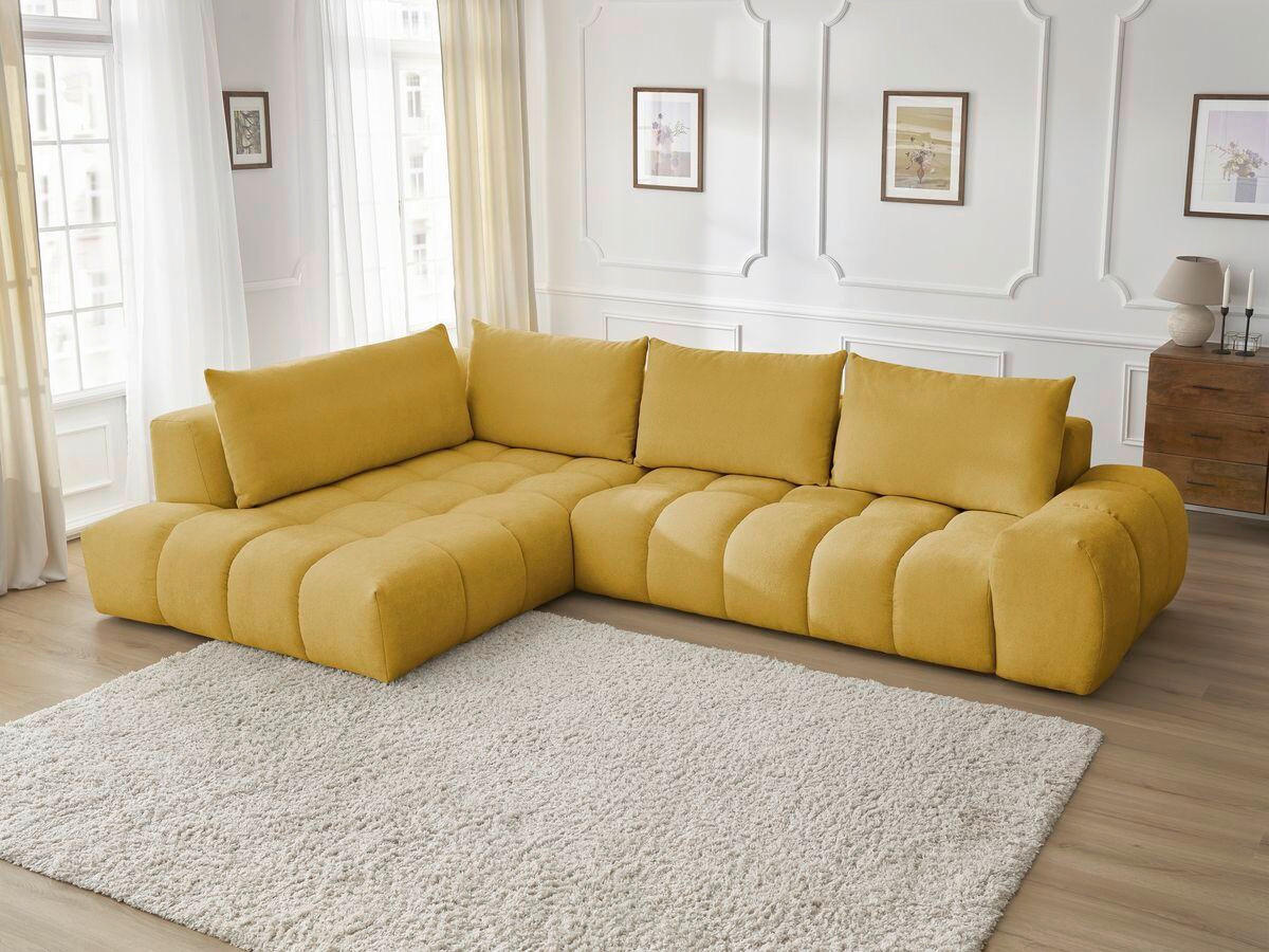 ECKSOFA Ottomane links  EVEREST Gelb Struktur  - Gelb/Schwarz, MODERN, Kunststoff/Textil (210/352cm) - Livetastic
