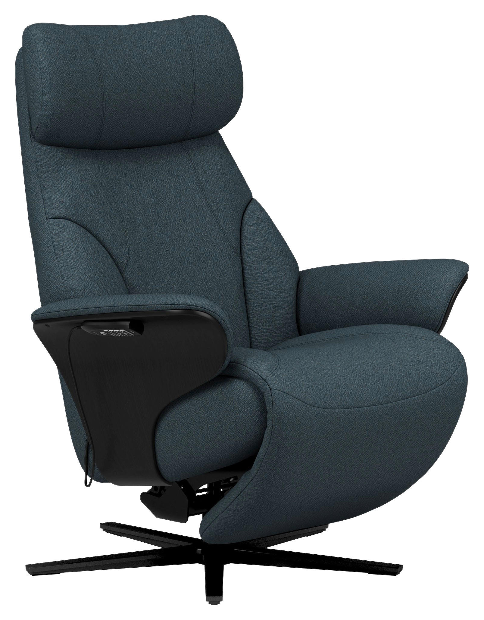 RELAXSESSEL Flachgewebe Relaxfunktion, Kopfteilverstellung, Fußteilverstellung, Rücken echt    - Schwarz/Dunkelblau, Design, Holz/Textil (86/116/87cm) - Stressless