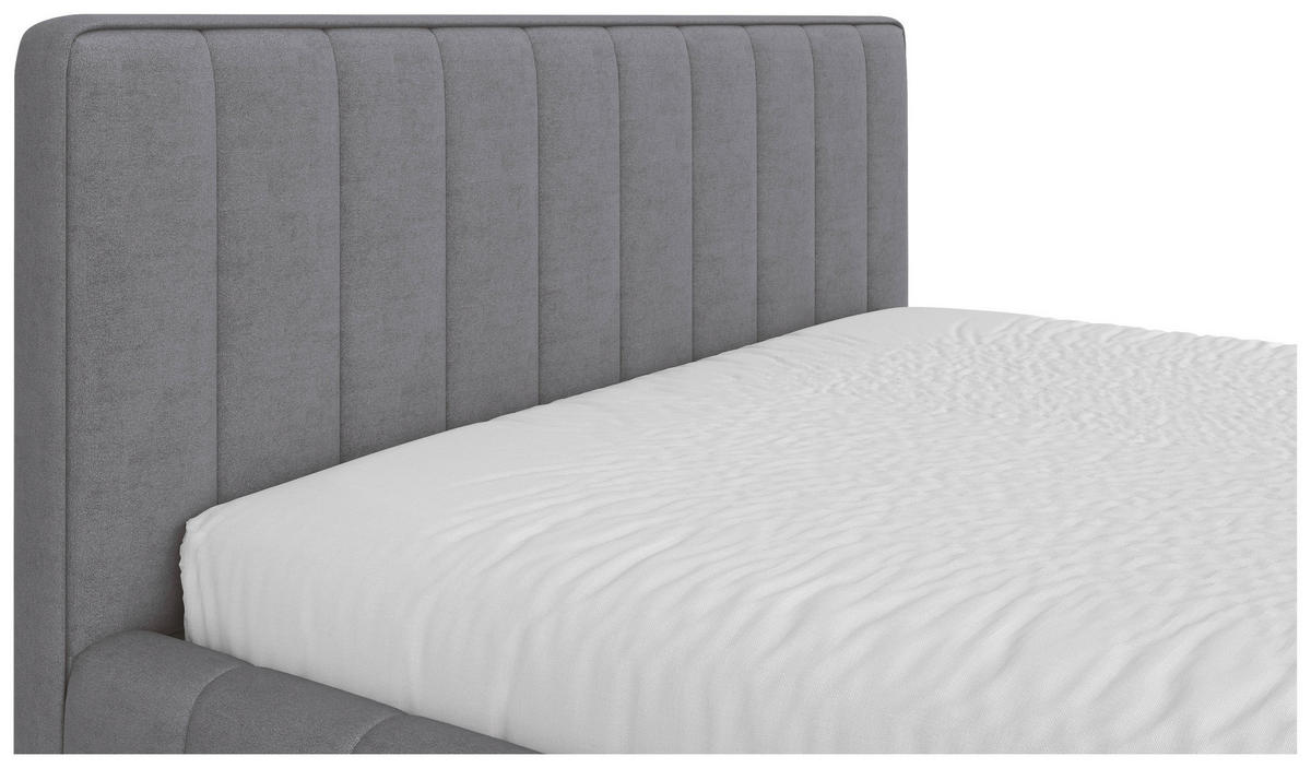 POLSTERBETT 180/200 cm  Hellgrau  - Hellgrau/Schwarz, Design, Holz/Textil (180/200cm) - Carryhome