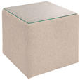 BEISTELLTISCH 45/45/50 cm Beige quadratisch  - Beige, Basics, Glas/Textil (45/45/50cm) - Novel
