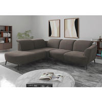 ECKSOFA Flachgewebe Schlammfarben  - Schlammfarben/Schwarz, Konventionell, Textil/Metall (267/300cm) - Sit & More