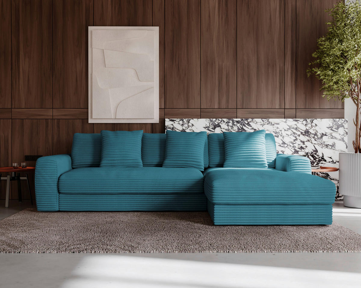 ECKSOFA Petrol Cord  - Petrol/Schwarz, MODERN, Kunststoff/Textil (302/182cm) - Carryhome