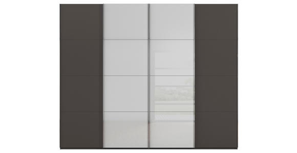 SCHWEBETÜRENSCHRANK 271/235/68 cm 4-türig Graphitfarben, Weiß  - Chromfarben/Graphitfarben, KONVENTIONELL, Glas/Holzwerkstoff (271/235/68cm) - Novel