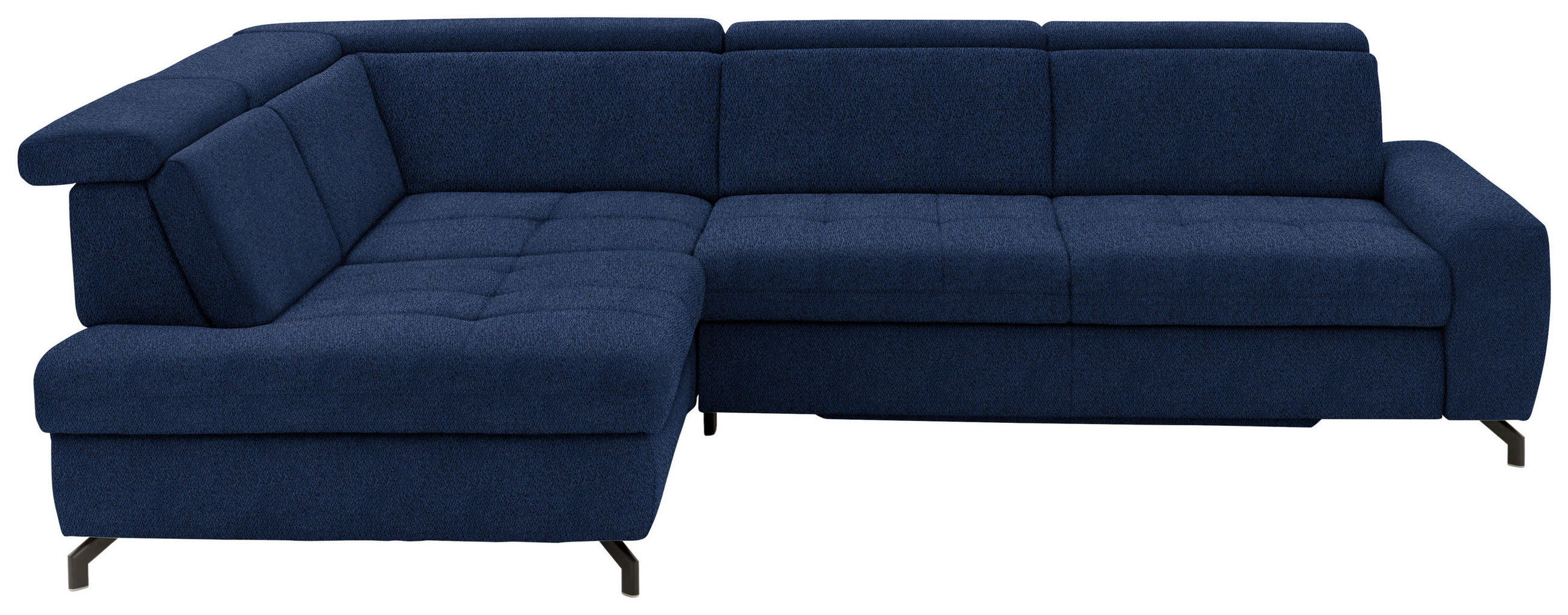 ECKSOFA in Chenille Dunkelblau  - Schwarz/Dunkelblau, Design, Textil/Metall (220/310cm) - Beldomo Style