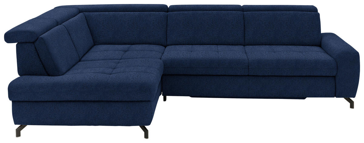 ECKSOFA in Chenille Dunkelblau  - Schwarz/Dunkelblau, Design, Textil/Metall (220/310cm) - Beldomo Style